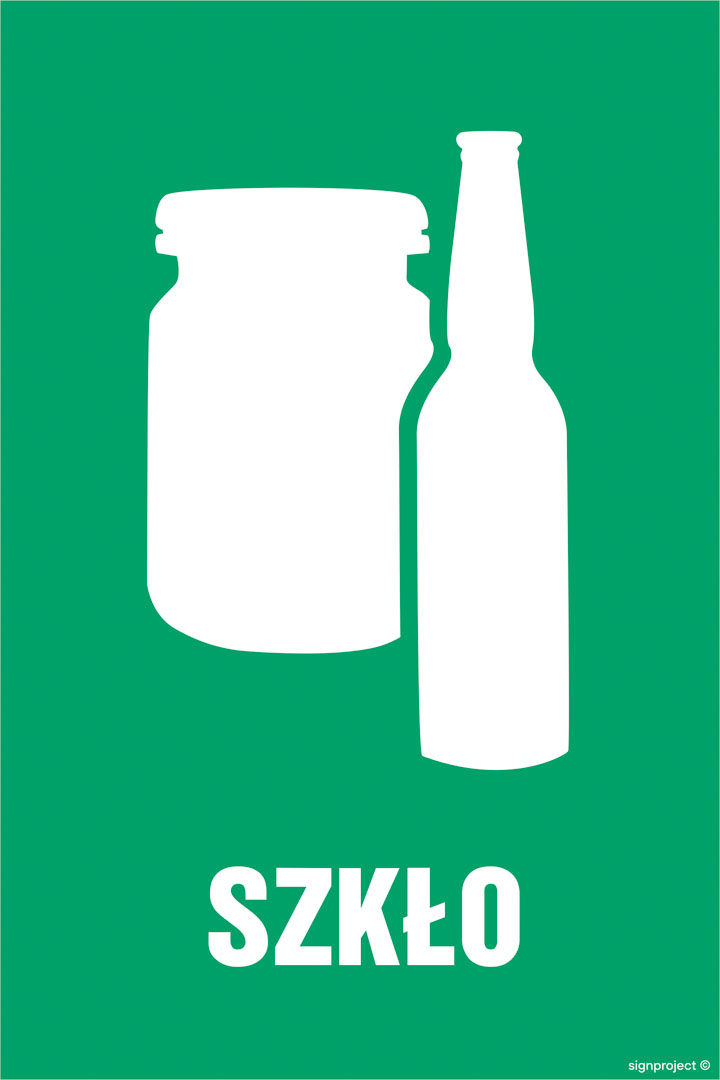 OD105 ETYKIETY NA POJEMNIKI NA ODPADY SZKŁO, FN - FOLIA SAMOPRZYLEPNA; (100X150MM)
