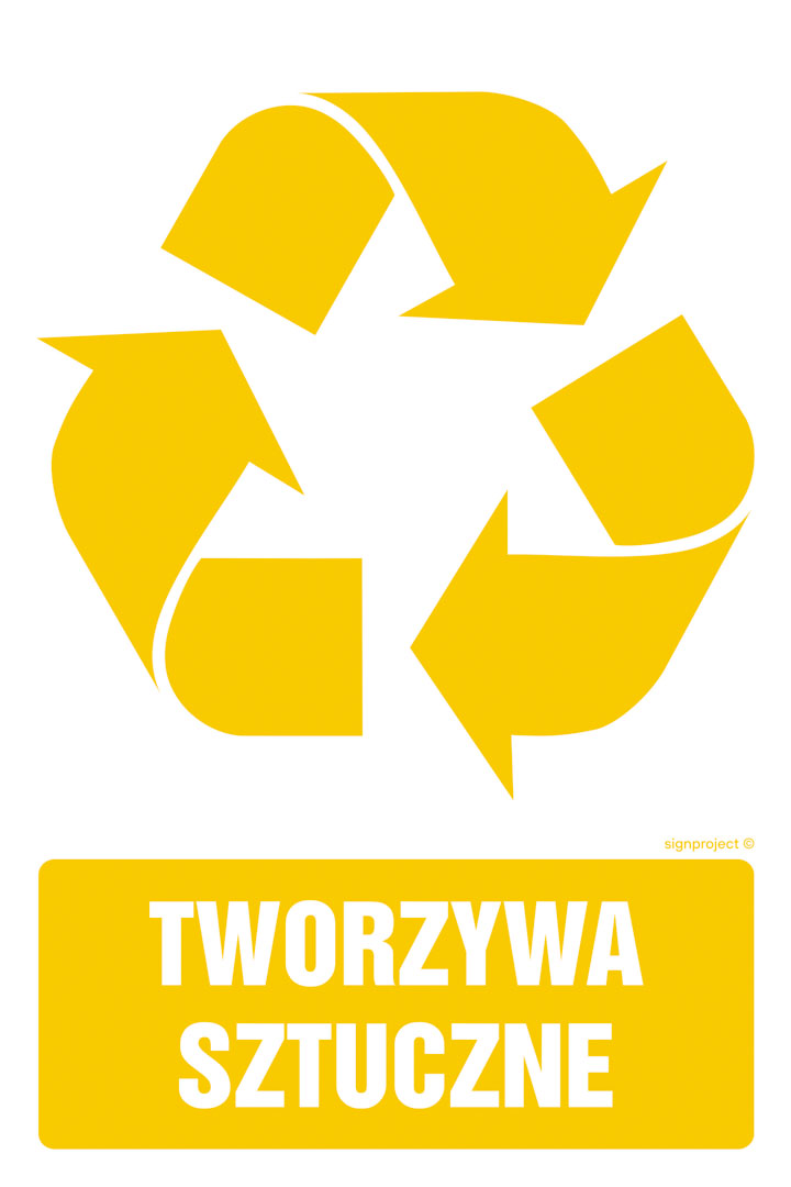 OD115 ETYKIETA NA POJEMNIKI NA ODPADY TWORZYWA SZTUCZNE, FN - FOLIA SAMOPRZYLEPNA; (150X225MM)