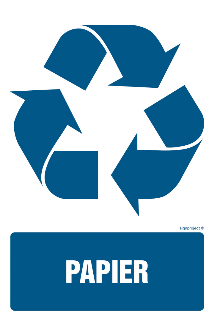 OD117 ETYKIETA NA POJEMNIKI NA ODPADY PAPIER, FN - FOLIA SAMOPRZYLEPNA; (100X150MM)