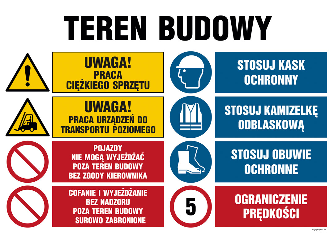 OI021 TEREN BUDOWY, UWAGA! PRACA CIĘŻKIEGO SPRZĘTU, FN - FOLIA SAMOPRZYLEPNA; (1000X750MM)