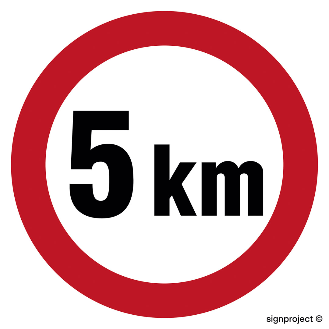 SA005 OGRANICZENIE PRĘDKOŚCI 5 KM, PO - PŁYTA PCV 1MM OSBLASKOWA; (600X600MM)