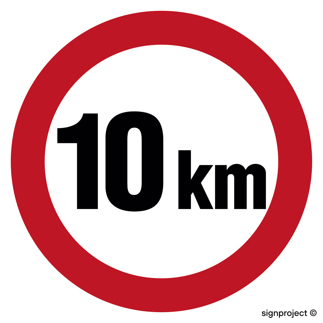 SA006 OGRANICZENIE PRĘDKOŚCI 10 KM, PN - PŁYTA PCV 1MM; (600X600MM)