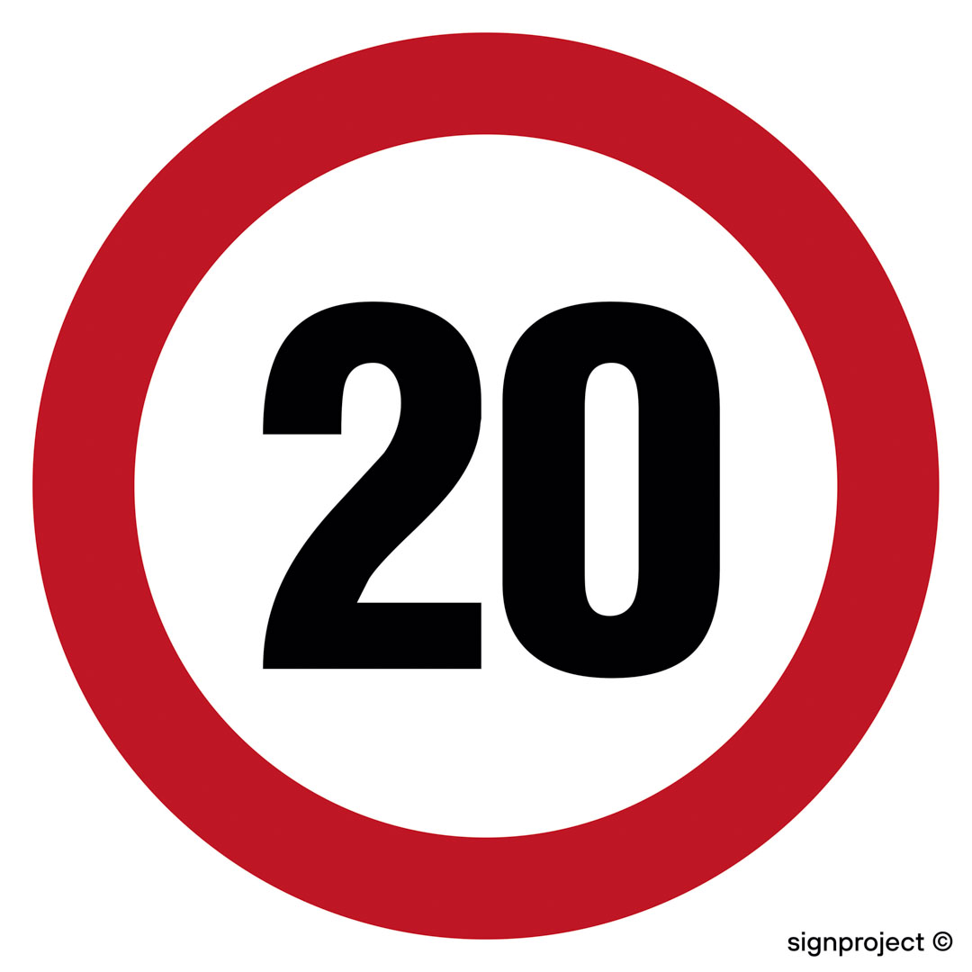 SA026 OGRANICZENIE PRĘDKOŚCI 20, FN - FOLIA SAMOPRZYLEPNA; (300X300MM)