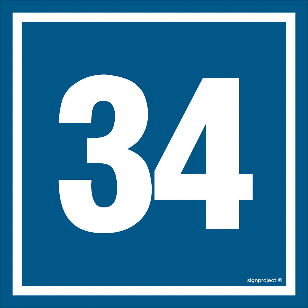 PA434 LICZBA 34, PN - PŁYTA PCV 1MM; (200X200MM)