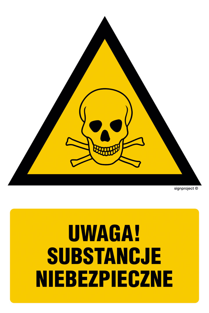 JA017 UWAGA SUBSTANCJE NIEBEZPIECZNE, PN - PŁYTA PCV 1MM; (150X225MM)