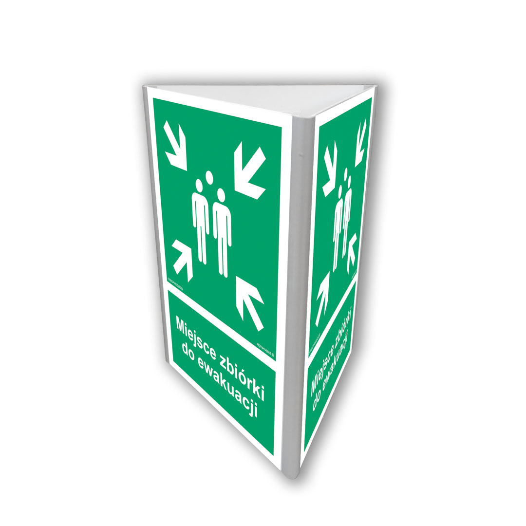 AF807 MIEJSCE ZBIÓRKI DO EWAKUACJI (3D DOŚCIENNY), PS - PŁYTA PCV 1MM FOTOLUMINESCENCYJNA; (200X300MM)