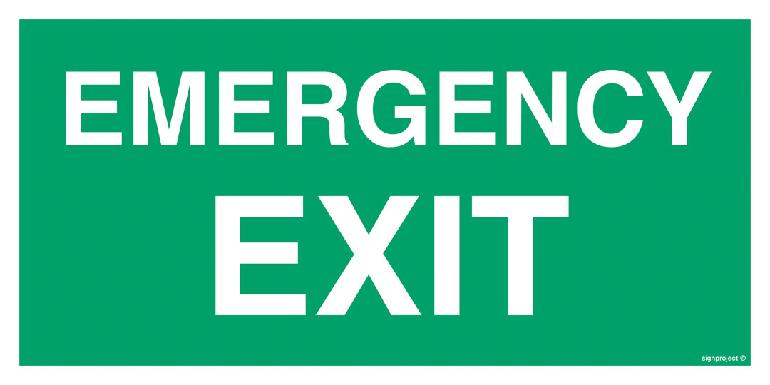 AC002 EMERGENCY EXIT, PS - PŁYTA PCV 1MM FOTOLUMINESCENCYJNA; (200X100MM)