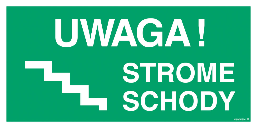 AC025 UWAGA! STROME SCHODY LEWOSTRONNE, TS - PŁYTA TD FOTOLUMINESCENCYJNA; (200X100MM)