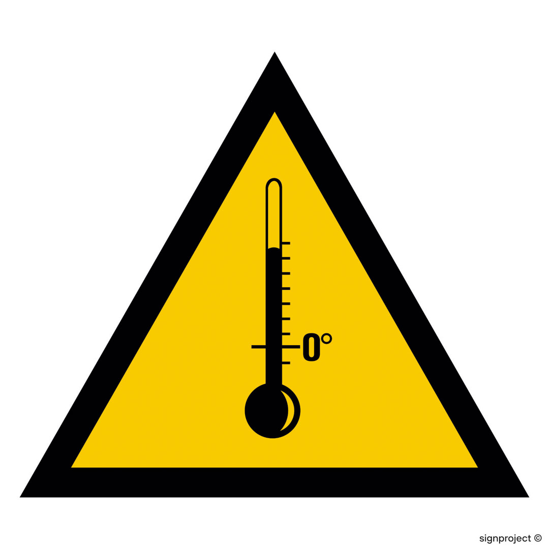 JA007 OSTRZEŻENIE PRZED WYSOKIMI TEMPERATURAMI, FN - FOLIA SAMOPRZYLEPNA; (200X200MM)