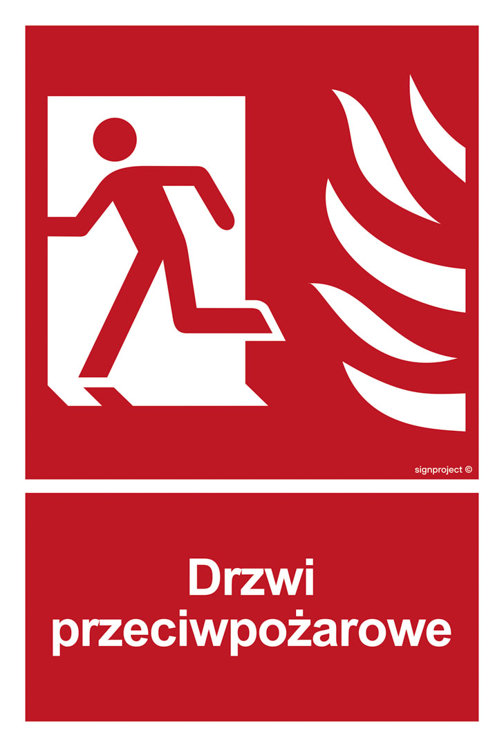 BC052 DRZWI PRZECIWPOŻAROWE LEWOSTRONNE, KS - FOLIA PODŁOGOWA FOTOLUMINESCENCYJNA; (500X740MM)