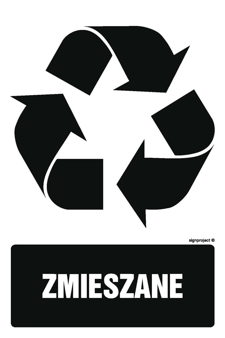 OD120 ETYKIETA NA POJEMNIKI NA ODPADY ZMIESZANE, FN - FOLIA SAMOPRZYLEPNA; (150X225MM)