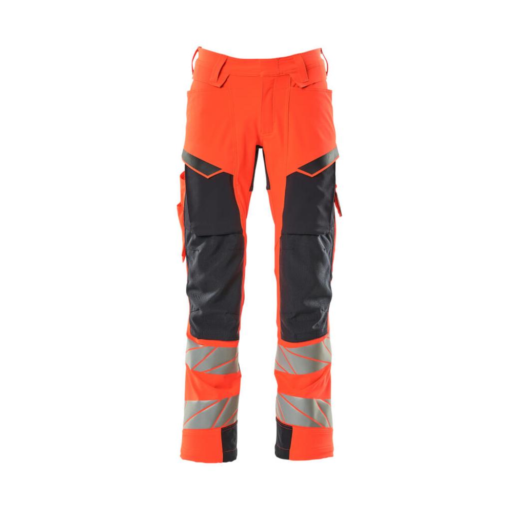 SPODNIE Z KIESZENIAMI NA KOLANACH MASCOT ACCELERATE SAFE 19079-511; CZERWIEŃ HI-VIS/CIEMNY GRANAT
