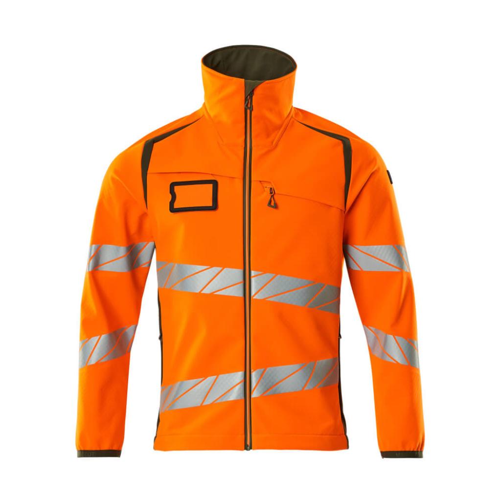 KURTKA SOFTSHELL MASCOT ACCELERATE SAFE 19002-143; POMARAŃCZ HI-VIS/ZIELONY MECH