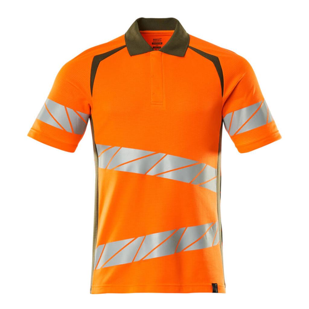 KOSZULKA POLO MASCOT ACCELERATE SAFE 19083-771; POMARAŃCZ HI-VIS/ZIELONY MECH