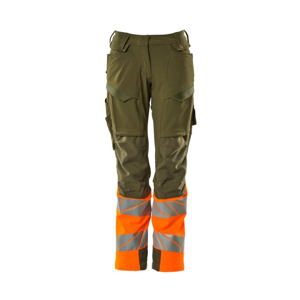 SPODNIE Z KIESZENIAMI NA KOLANACH MASCOT ACCELERATE SAFE 19178-511; ZIELONY MECH/POMARAŃCZ HI-VIS