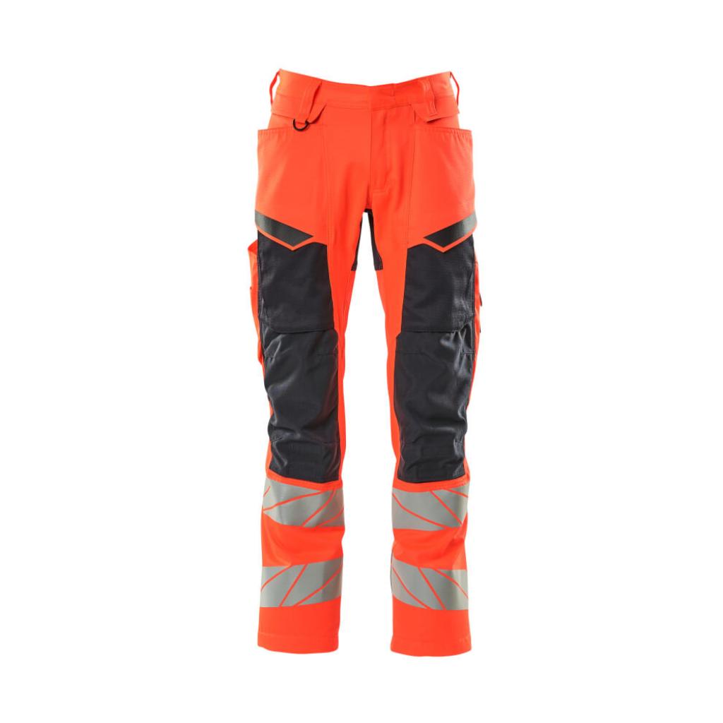 SPODNIE Z KIESZENIAMI NA KOLANACH MASCOT ACCELERATE SAFE 19579-236; CZERWIEŃ HI-VIS/CIEMNY GRANAT