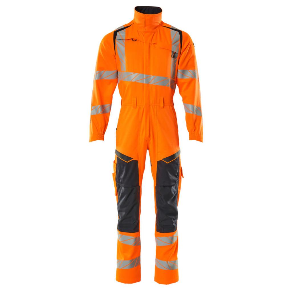 KOMBINEZON Z KIESZENIAMI NA KOLANACH MASCOT ACCELERATE SAFE 19519-236; POMARAŃCZ HI-VIS/CIEMNY GRANAT