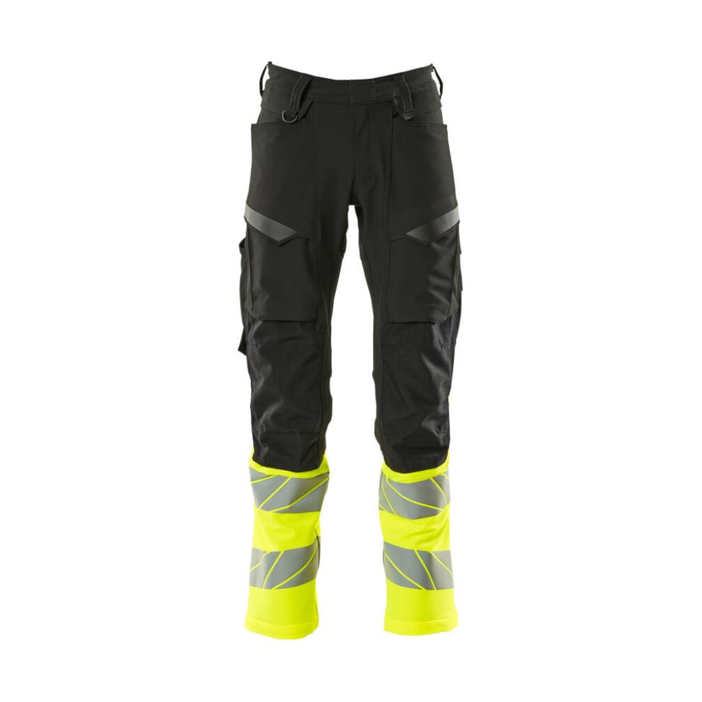 SPODNIE Z KIESZENIAMI NA KOLANACH MASCOT ACCELERATE SAFE 19879-711; CZERŃ/ŻÓŁTY HI-VIS