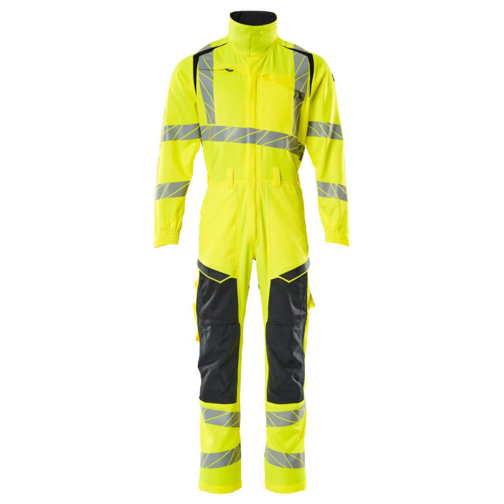 KOMBINEZON Z KIESZENIAMI NA KOLANACH MASCOT ACCELERATE SAFE 19519-236; ŻÓŁTY HI-VIS/CIEMNY GRANAT