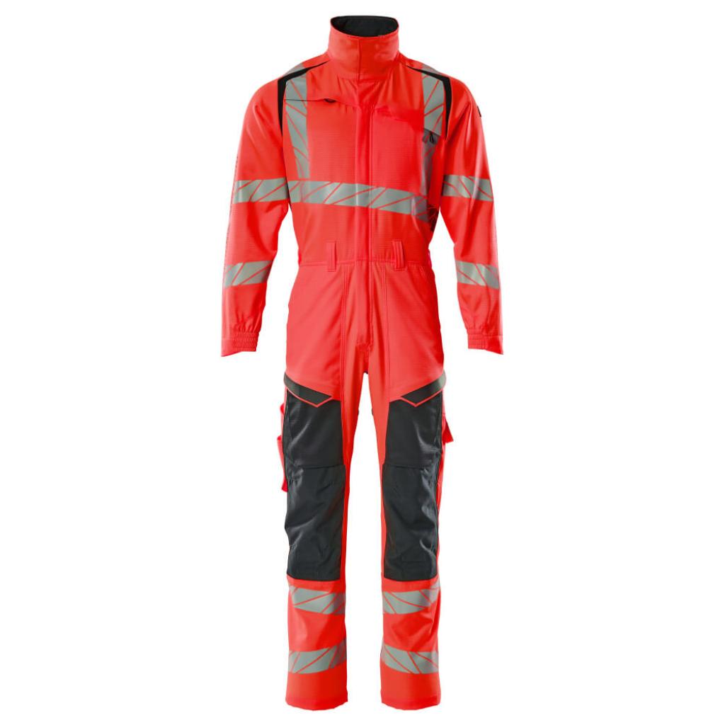 KOMBINEZON Z KIESZENIAMI NA KOLANACH MASCOT ACCELERATE SAFE 19519-236; CZERWIEŃ HI-VIS/CIEMNY GRANAT