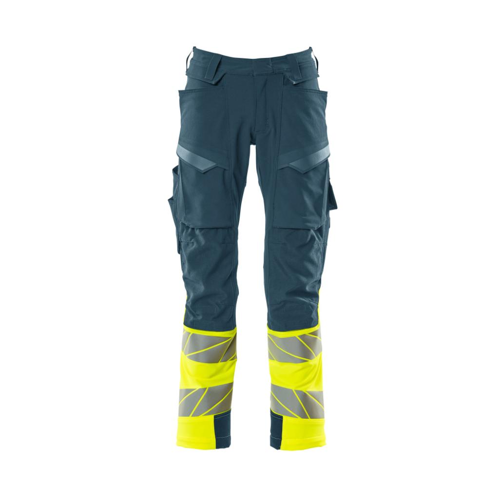 SPODNIE Z KIESZENIAMI NA KOLANACH MASCOT ACCELERATE SAFE 19179-511; CIEMNA PETROLOWY/ŻÓŁTY HI-VIS
