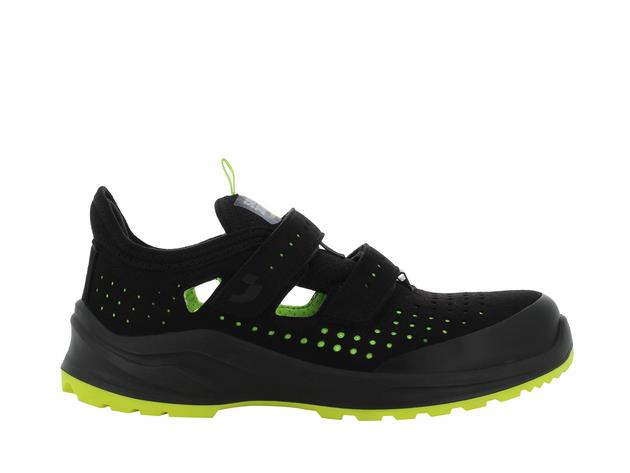 THE ULTRA BREATHABLE VEGAN SAFETY SANDAL SAFETY JOGGER MODULO S1PS SANDAL, S1 PS, ESD, FO, SR, SC, CZARNY