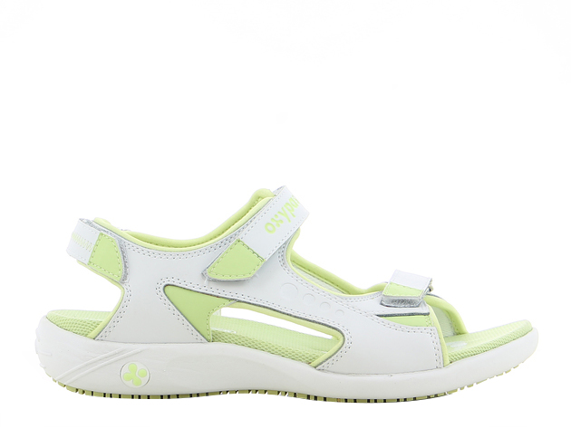 WYGODNE SKÓRZANE SANDAŁY SAFETY JOGGER OLGA, OB, A, ESD, E, SRC, JASNOZIELONY