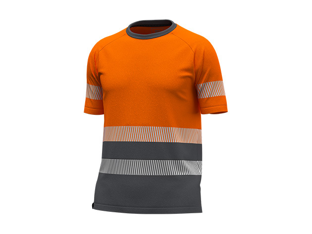 ODDYCHALNA I SZYBKOSCHNĄCA KOSZULKA Z ODBLASKOWYMI PASKAMI SAFETY JOGGER SCUTI TSHIRT M, POMARAŃCZOWY-CIEMNOSZARY
