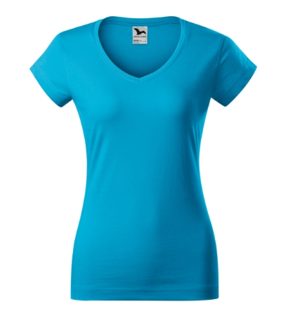KOSZULKA DAMSKA MALFINI FIT V-NECK 162, TURKUS