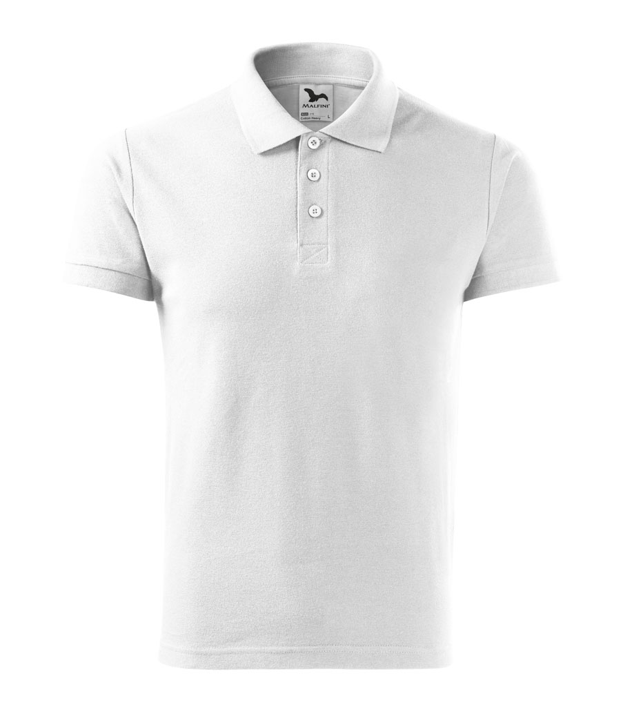 KOSZULKA POLO MĘSKA MALFINI COTTON HEAVY 215, BIAŁY