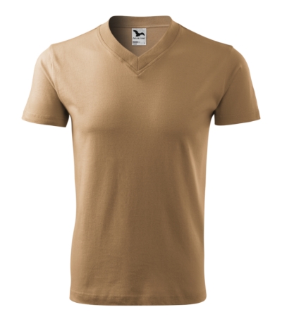KOSZULKA UNISEX MALFINI V-NECK 102, PIASKOWY