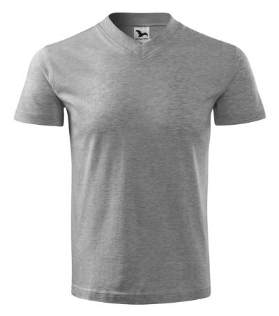KOSZULKA UNISEX MALFINI V-NECK 102, CIEMNOSZARY MELANŻ