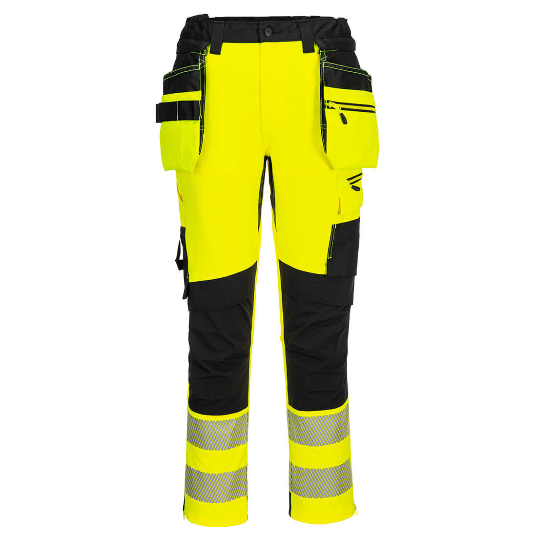 PORTWEST DX454 SPODNIE OSTRZEGAWCZE DX4 Z ODPINANYMI KIESZENIAMI KABUROWYMI; ŻÓŁTY/CZARNY