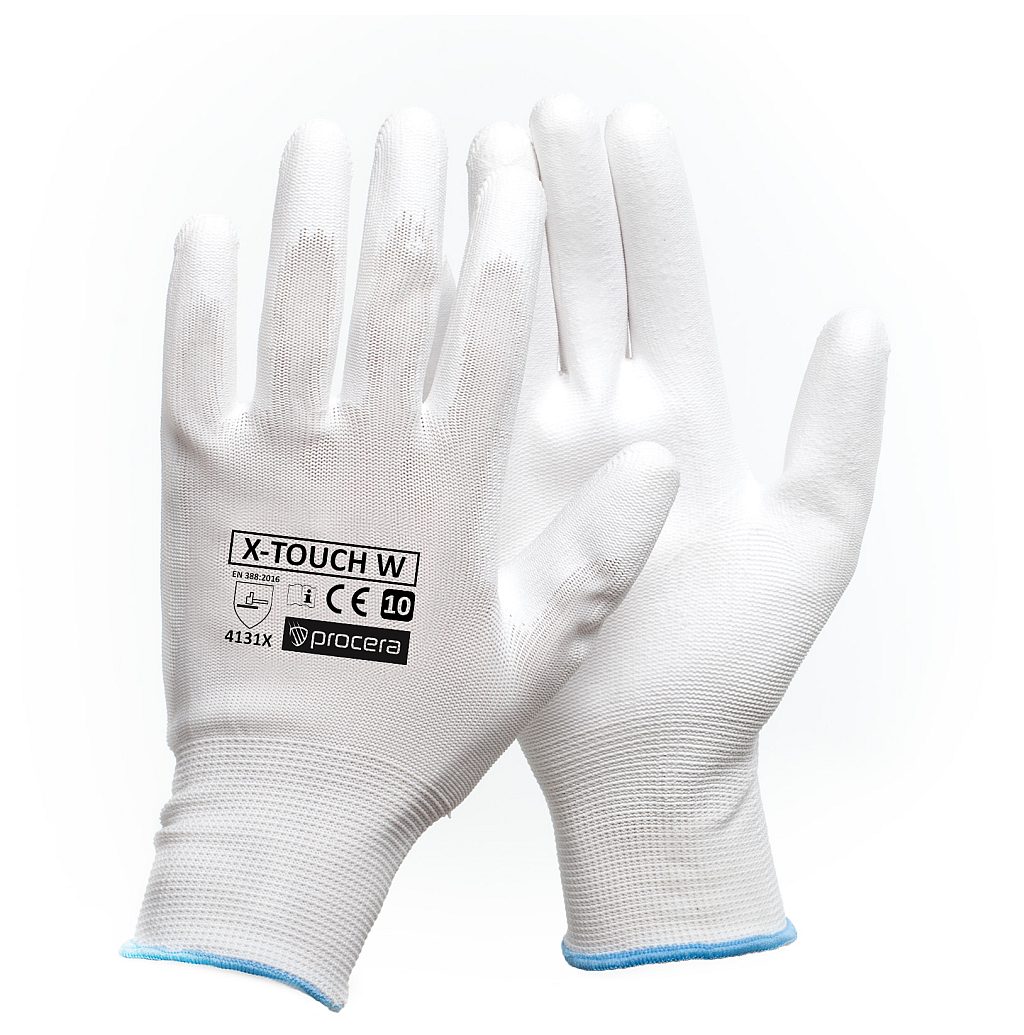 RĘKAWICE OCHRONNE POWLEKANE PU X-TOUCH WHITE; BIAŁY