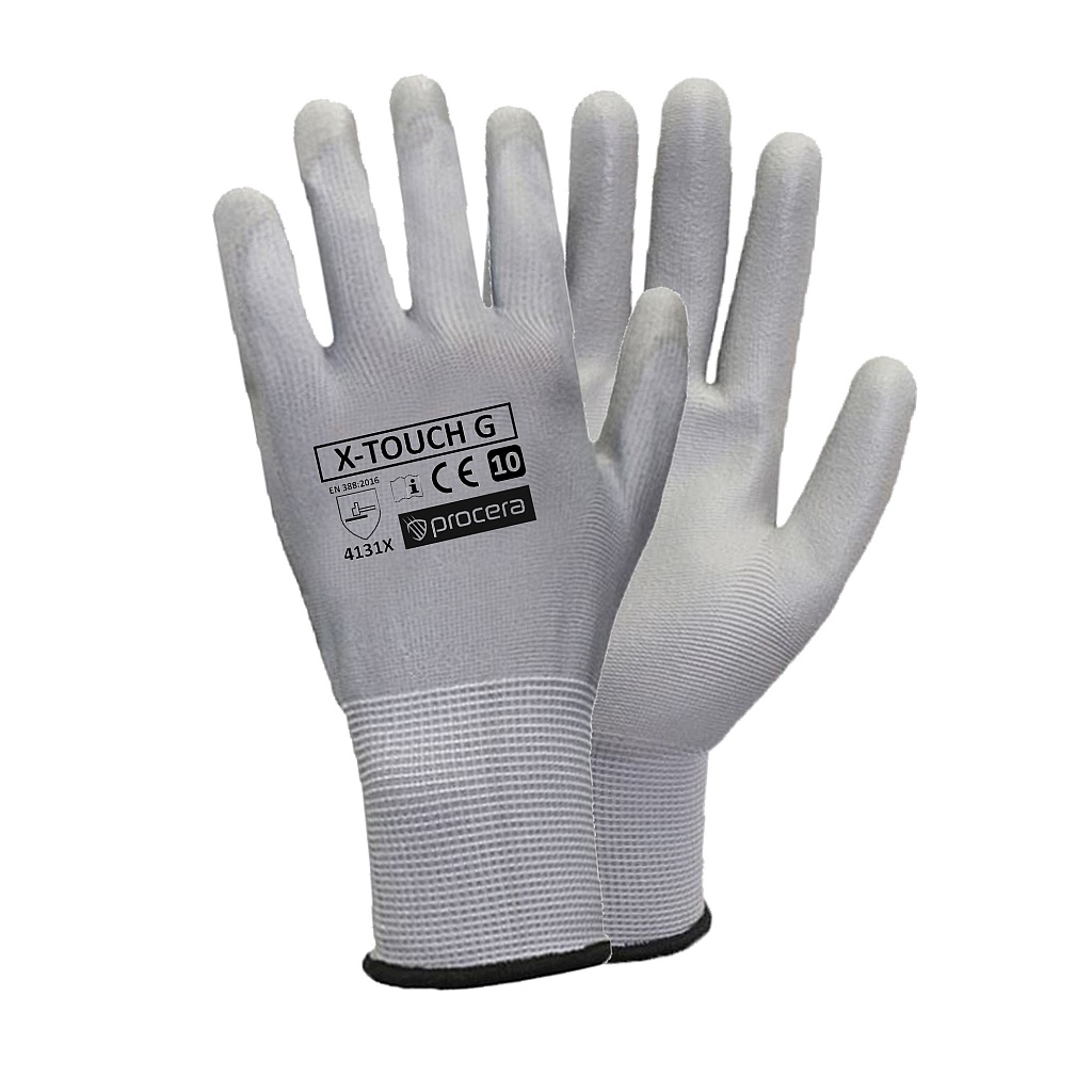 RĘKAWICE OCHRONNE POWLEKANE PU X-TOUCH GRAY; SZARY