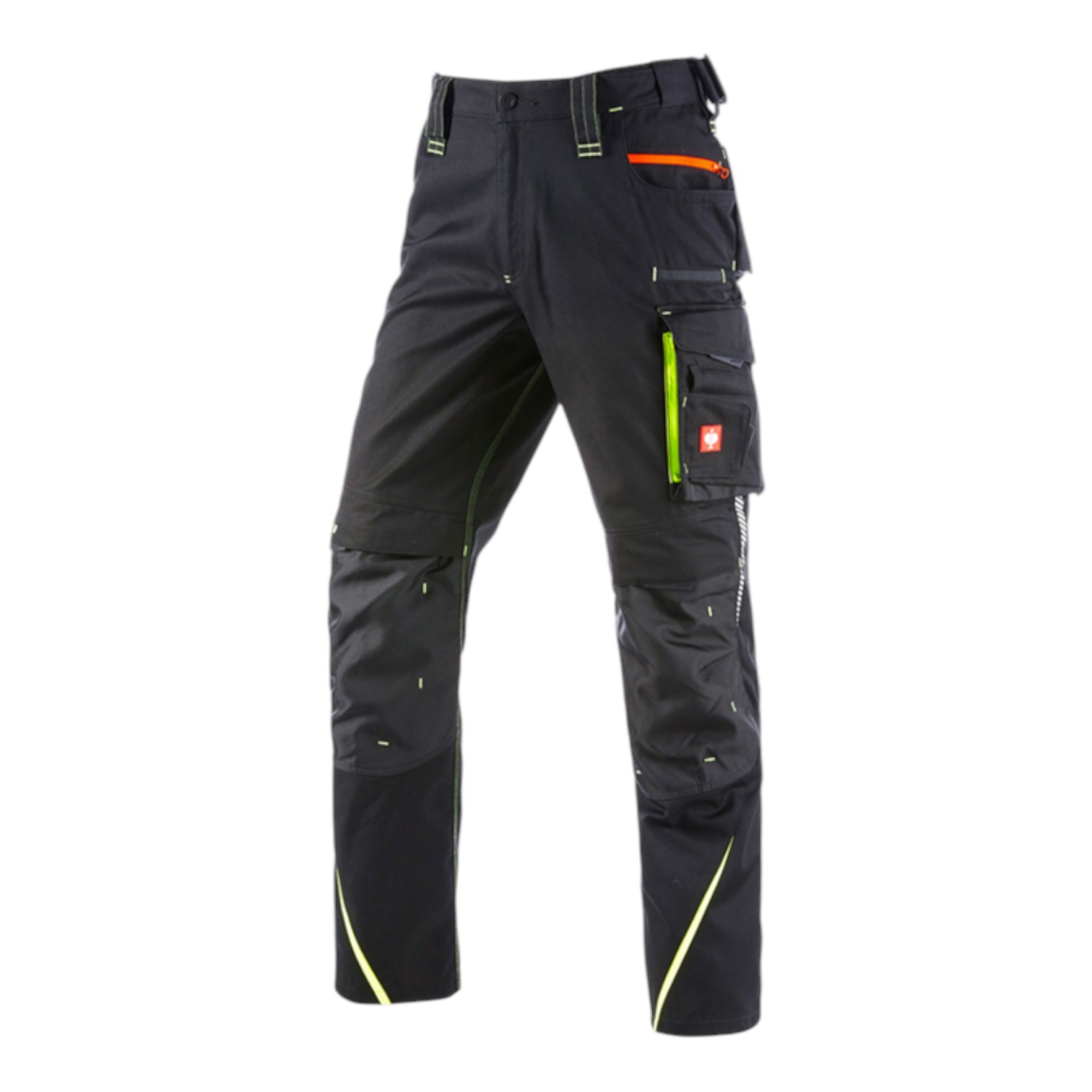 SPODNIE MĘSKIE ENGELBERT STRAUSS TROUSERS E.S. MOTION; black/high-vis yellow/high-vis orange