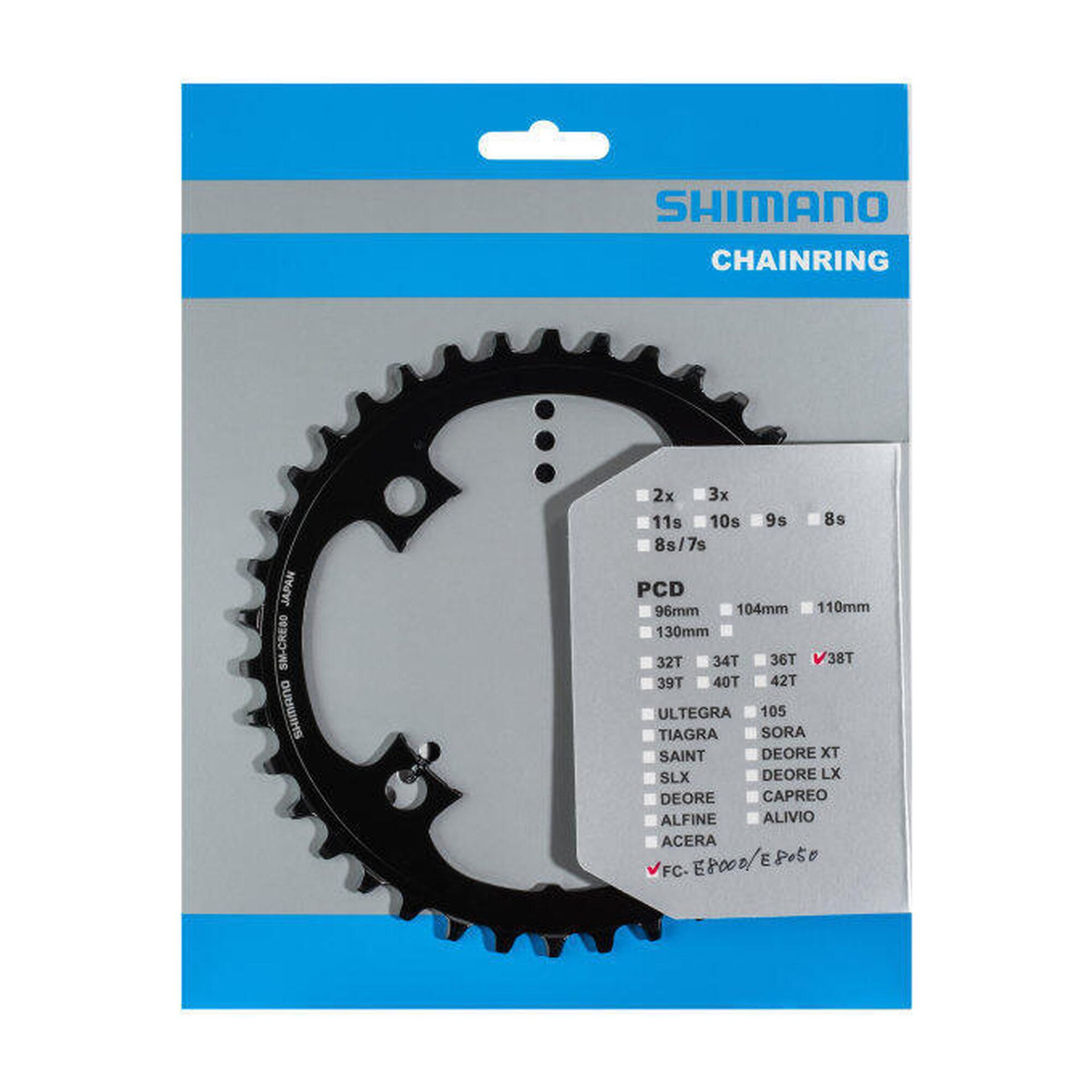 Shimano Łańcuchy arkuszy 38 zęby Steps SM-cre80/SM-cre80b FC-e8000/50 Y1VY00040