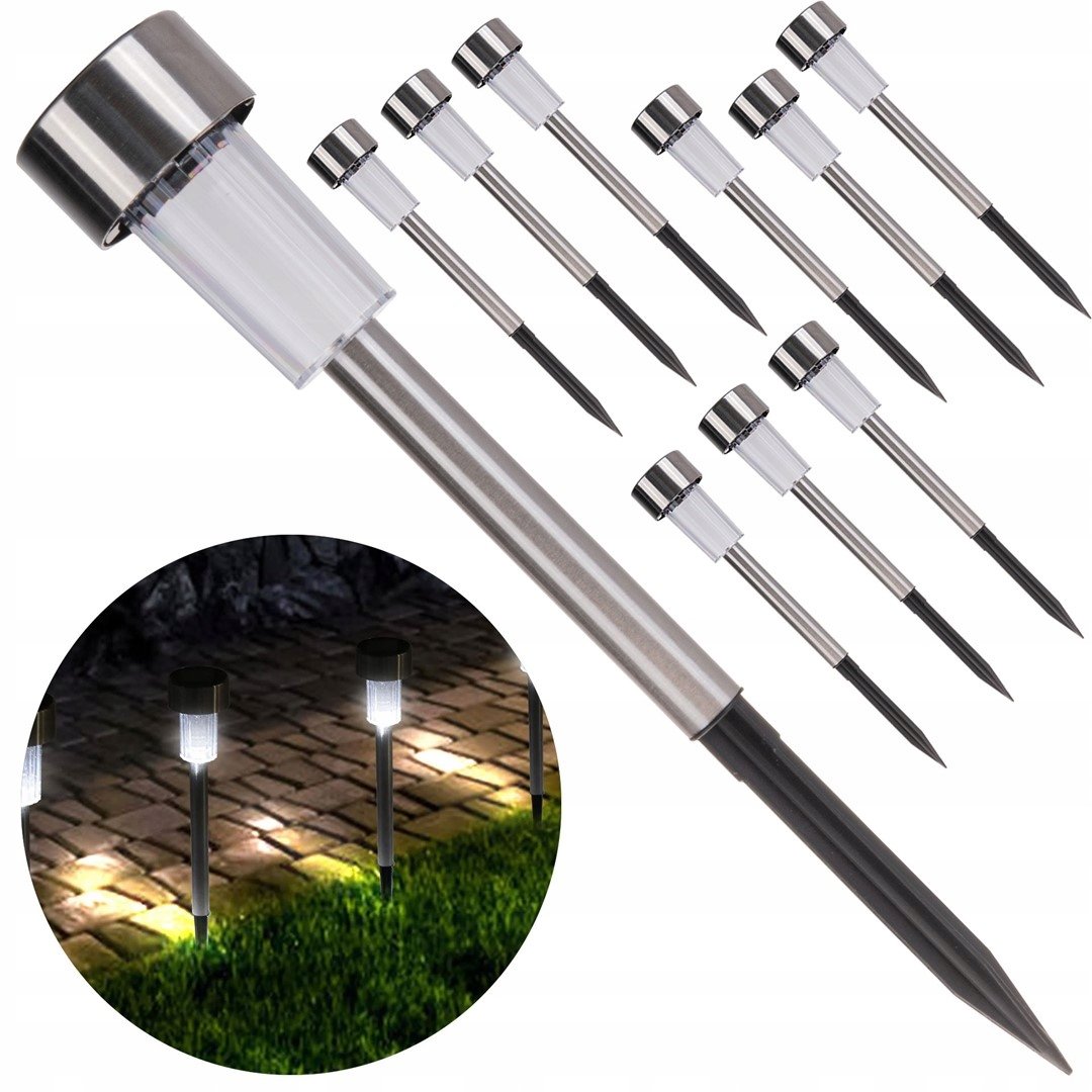 Lampa solarna ogrodowa gruntowa wbijana 4,5x4,5cmx30cm 10SZT K02027