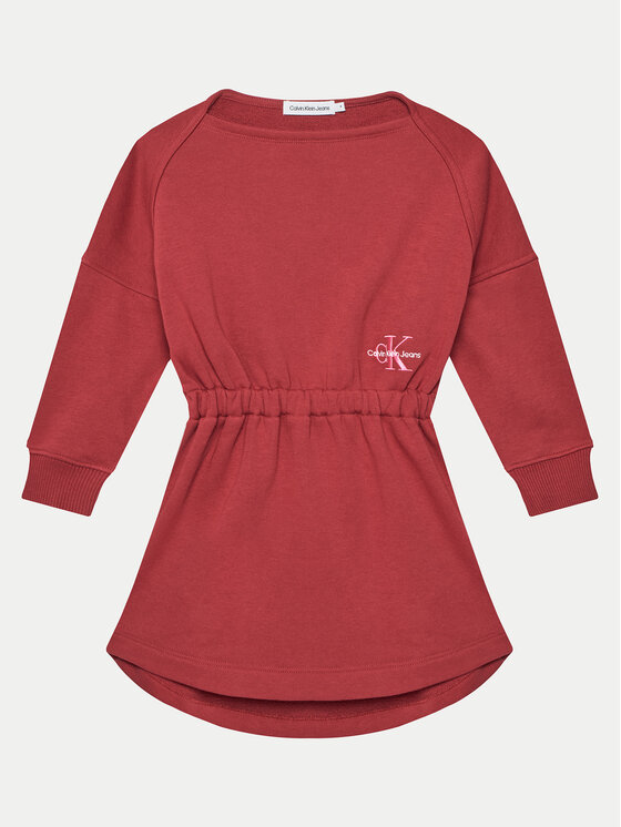 Calvin Klein Jeans Sukienka dzianinowa Monogram IG0IG02316 M Czerwony Relaxed Fit