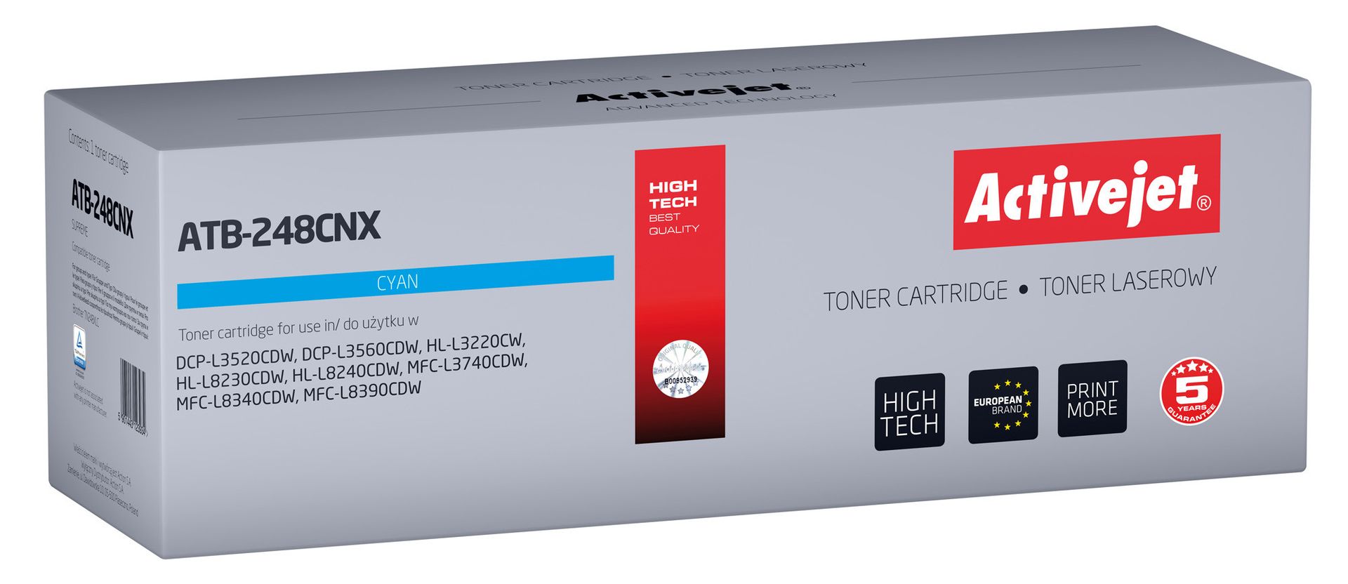Activejet ATB-248CNX Toner do drukarek Brother; Zamiennik Brother TN248XLC; Supreme; 2300 stron; błękitny)