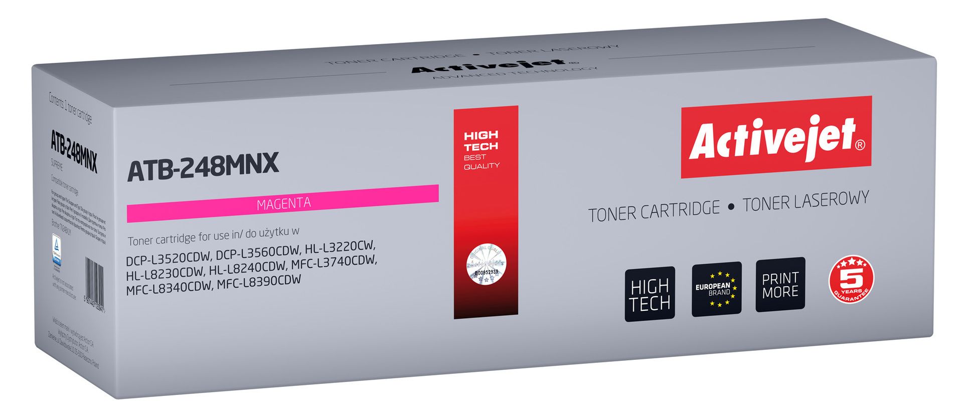 Activejet ATB-248MNX Toner do drukarek Brother; Zamiennik Brother TN248XLM; Supreme; 2300 stron; purpurowy)