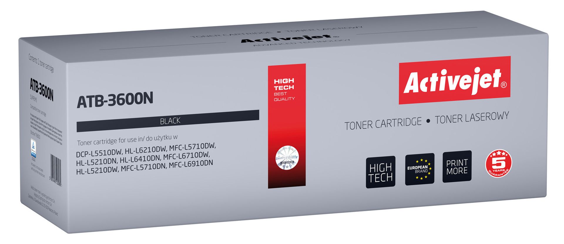 Activejet ATB-3600N Toner do drukarek Brother; Zamiennik Brother TN3600; Supreme; 3000 stron; czarny)