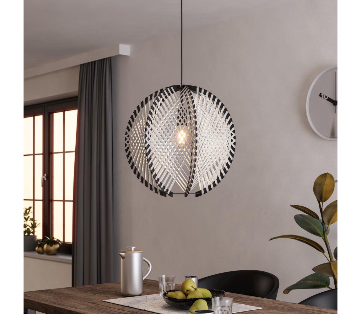 Eglo 44006 - Żyrandol na lince WAVERTON 1xE27/40W/230V śr. 48 cm biały/czarny
