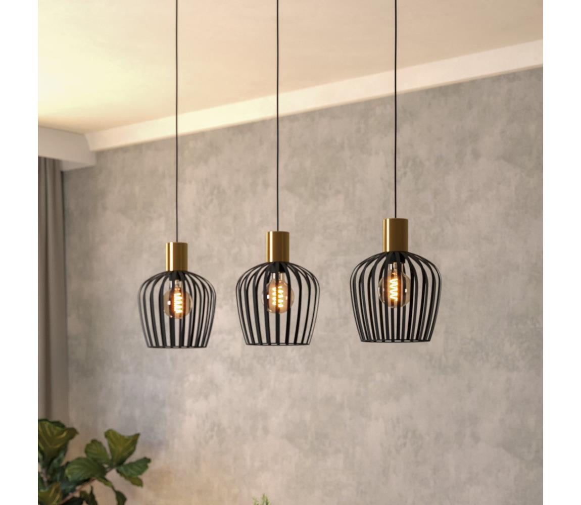 Eglo 901037 - Żyrandol na lince EMPOLI 3xE27/40W/230V czarne/zl.