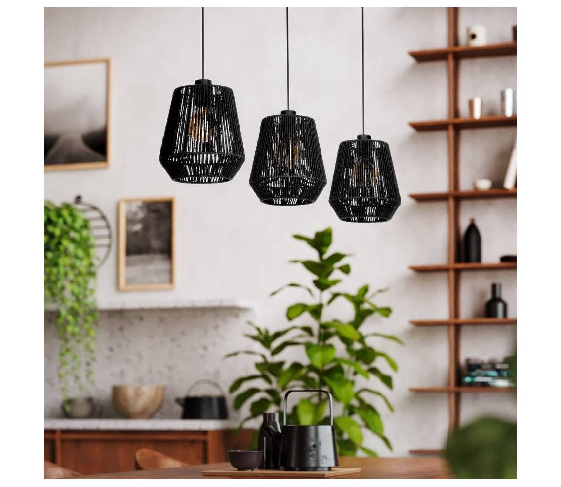 Eglo 44106 - Żyrandol na lince PERSLEY 3xE27/60W/230V czarny