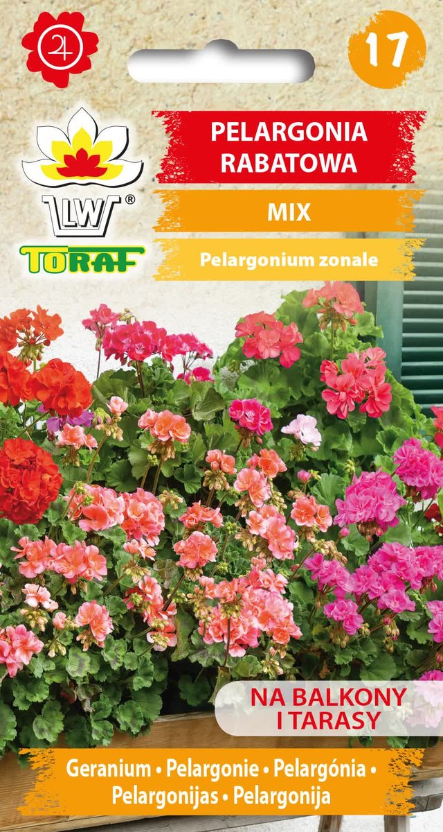 Pelargonia rabatowa mix kolorów nasiona 0,1g Toraf