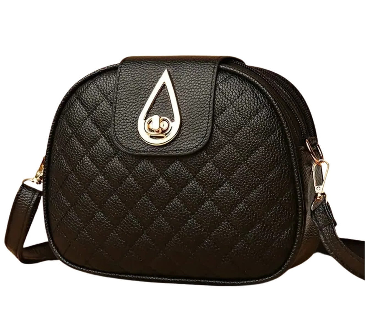 Torebka skórzana na ramię mała pikowana czarna skóra ekologiczna