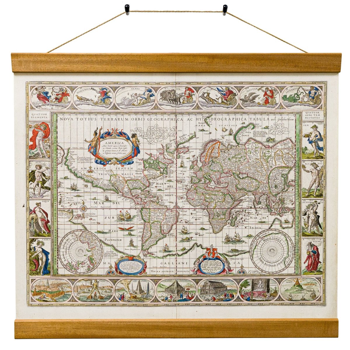 Świat według Willema Blaeu z 1635r. Mapa ścienna