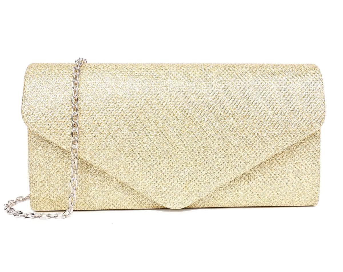 Złota wieczorowa torebka damska elegancka na ramię błyszcząca