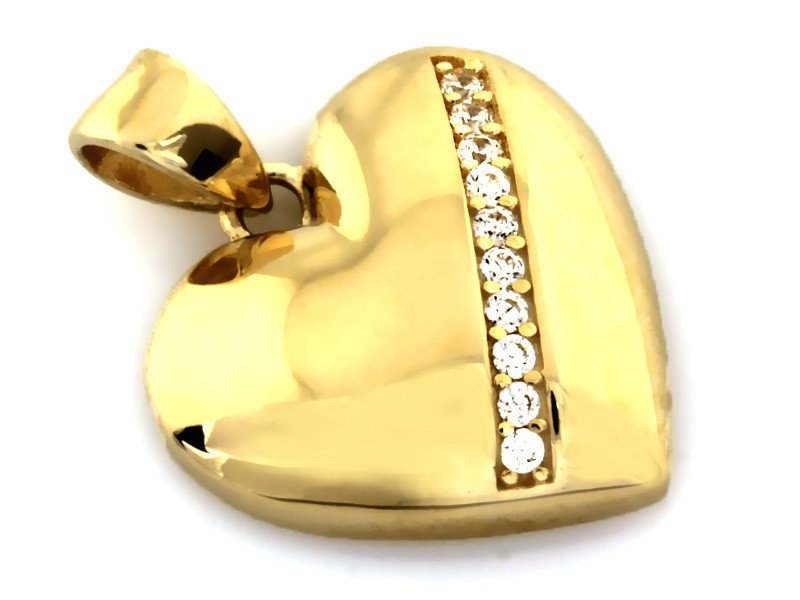 Złota zawieszka 375 serduszko zdobione cyrkoniami idealne na prezent s